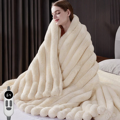 Heated Throw Blanket, Cozy Faux Fur Electric Blanket for Sofa, Bed & Home