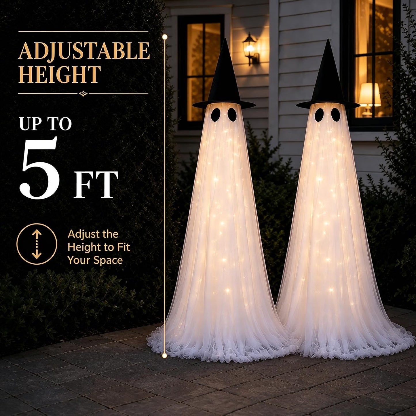 2 Pack 5 Ft Large Halloween Decorations Outdoor, Light Up Ghost Decor