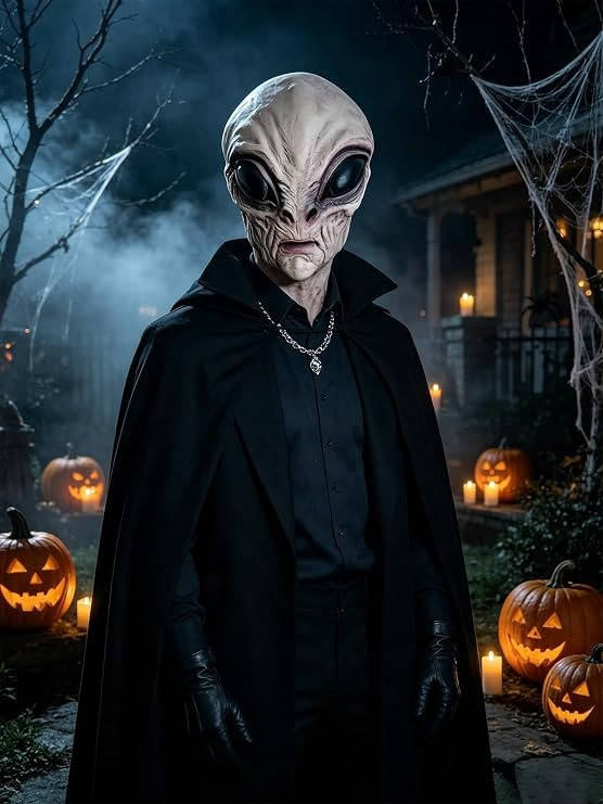 Adult Alien Mask, Area 51 Full Head Latex Mask for Halloween Cosplay Costume Parties