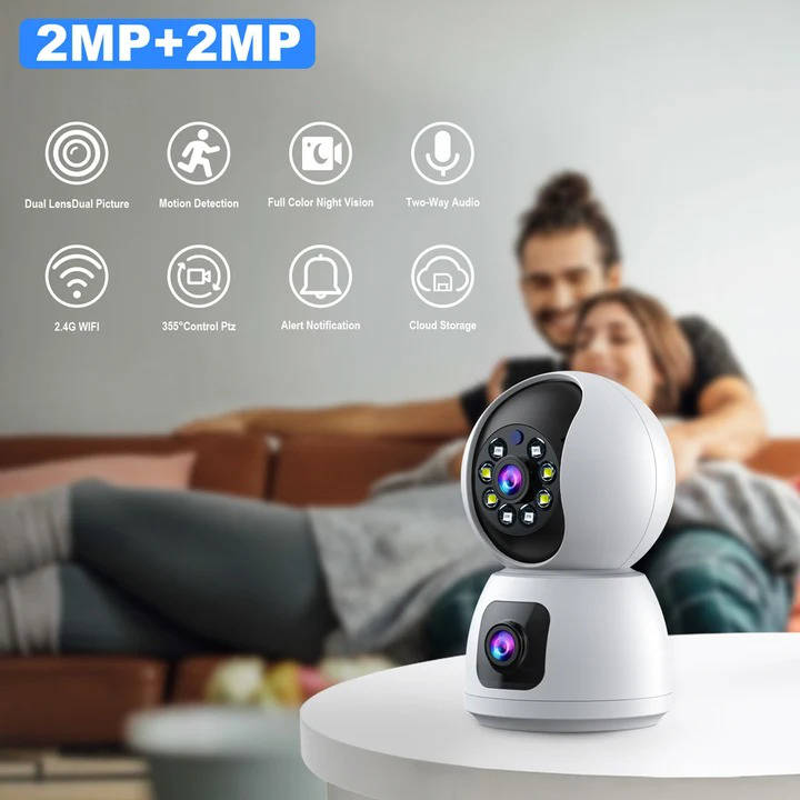 2MP Dual Lens Indoor Security Camera Wireless with Phone App, Auto Tracking Camera for Children & Pets