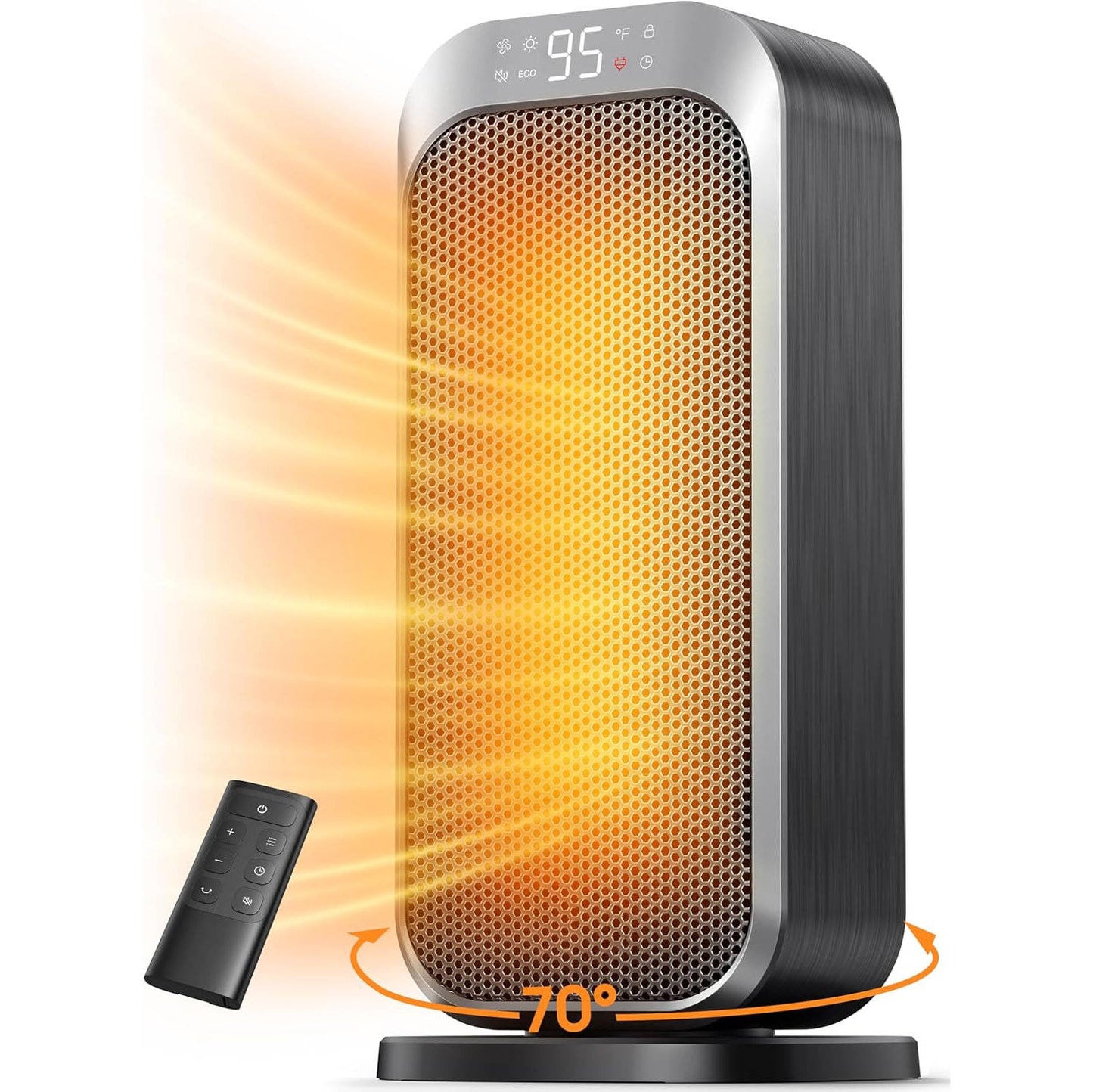 Quiet Portable Space Heater, Electric Indoor Heater with Remote Control for Home, Office & Bedroom