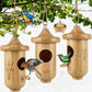 House for Outside Nesting 3 Pack with Bird Feeder, Small Wooden Bird House for Outdoors with Hemp Ropes