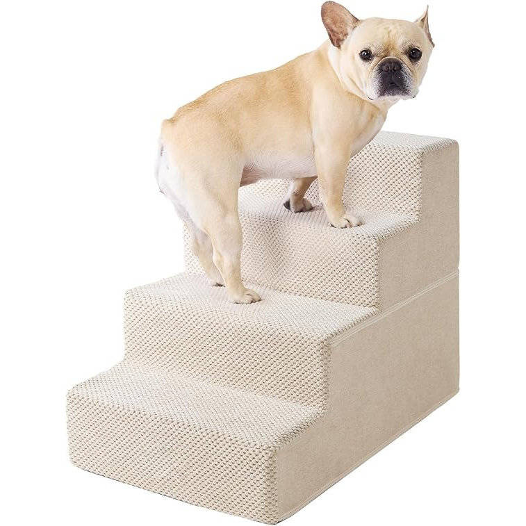 Dog Stairs for Bed 18 Inch Height, 4 Step Non Slip Pet Steps for Small Dogs and Cats