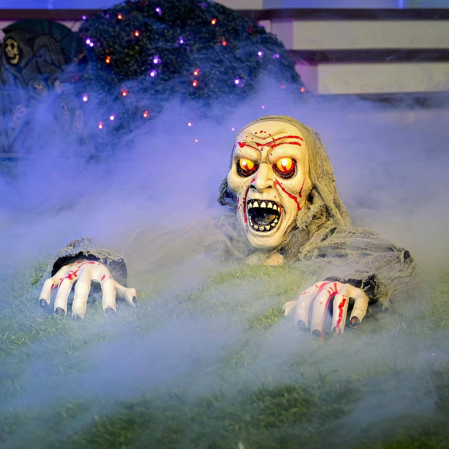 Halloween Zombie Groundbreaker, Light Up Eyes and Creepy Sound with IR Sensor for Outdoor Lawn, Graveyard and Haunted House Decor