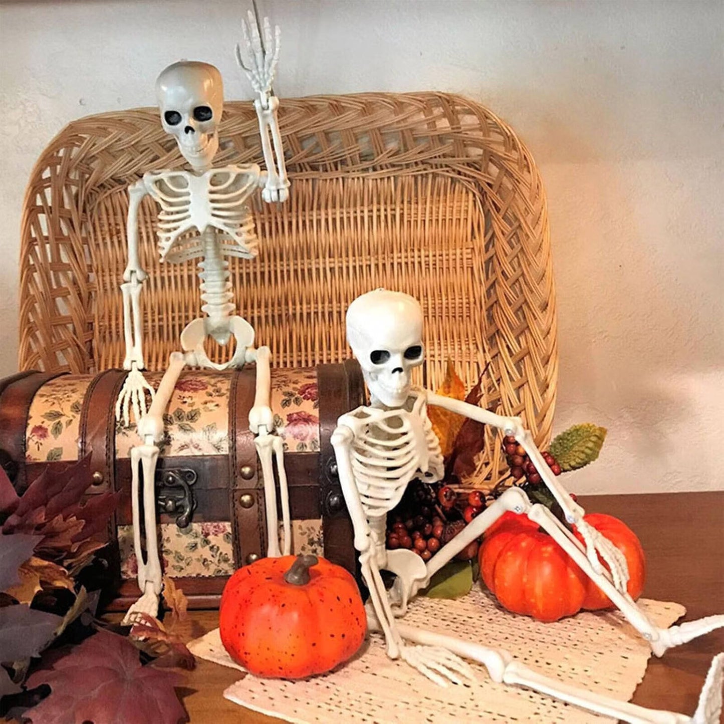2 Pack 36 Inch Halloween Skeleton Decorations, Movable Joint Skeletons for Haunted Houses, Front Lawn and Graveyard Props