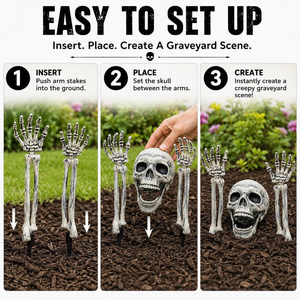 Realistic Skeleton Stakes, Halloween Lawn and Garden Skeleton Decorations for Outdoor Yard Decor
