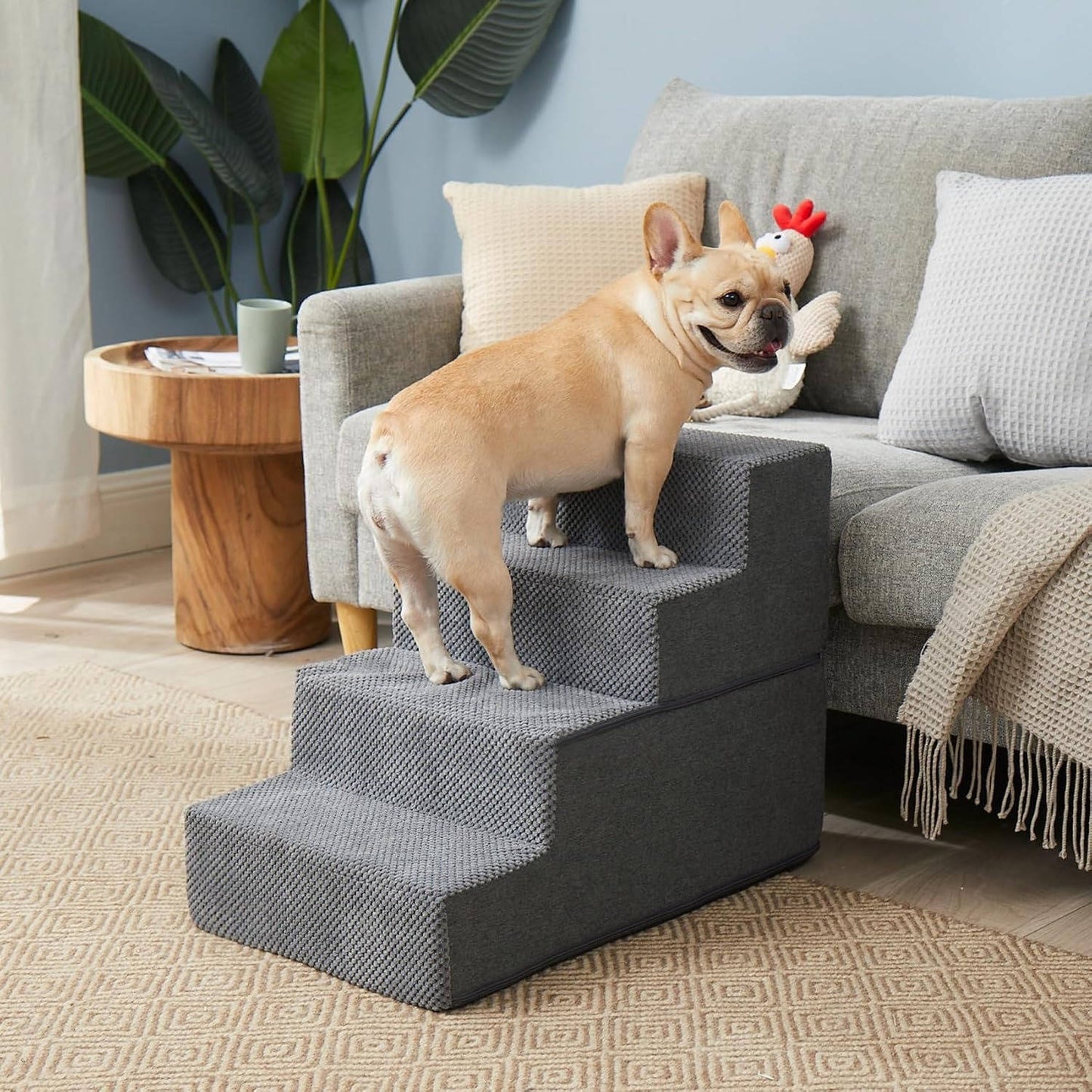 Dog Stairs for Bed 18 Inch Height, 4 Step Non Slip Pet Steps for Small Dogs and Cats