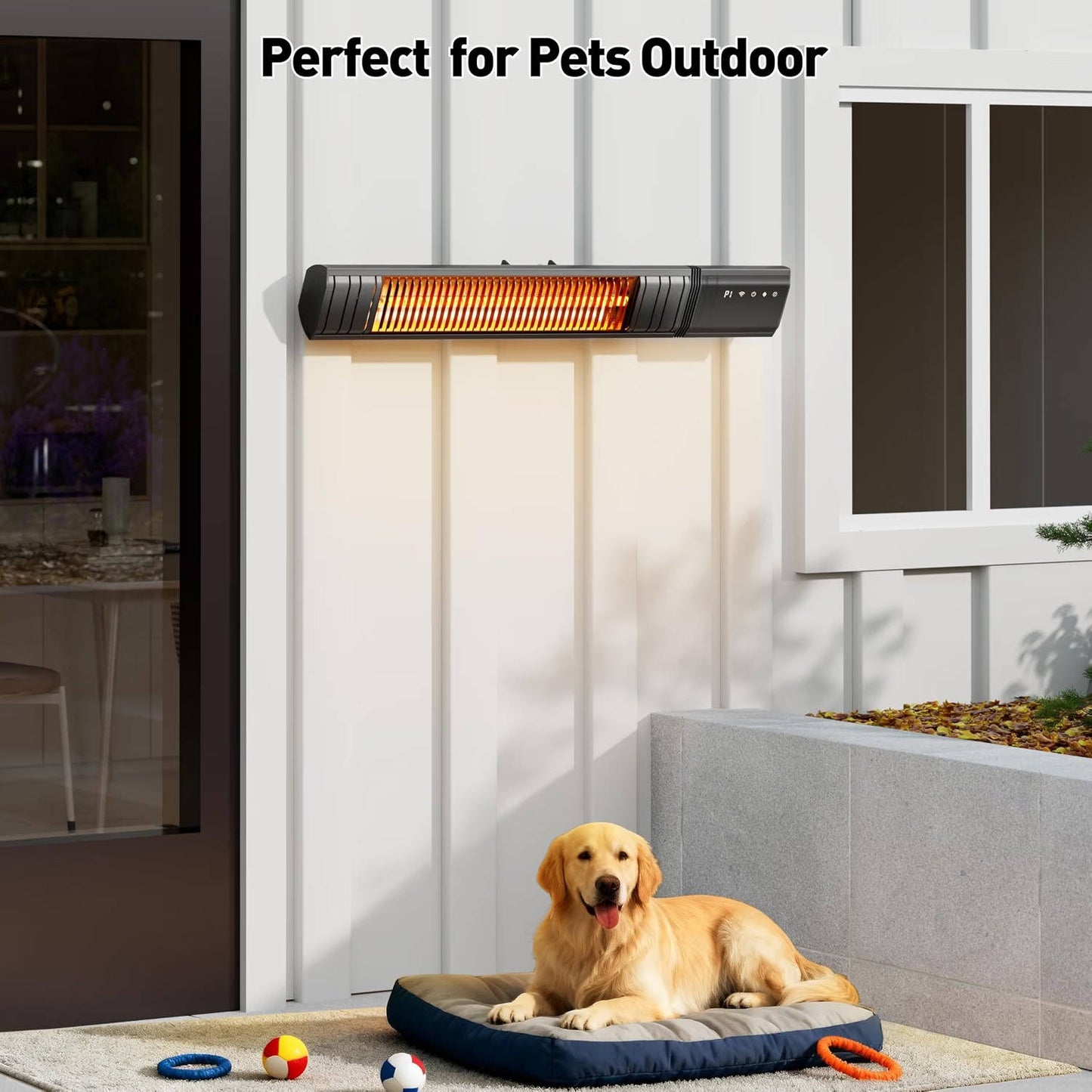 1500W Infrared Patio Heater, WiFi App Control, 9 Heat Levels and 24H Timer for Outdoor Heating