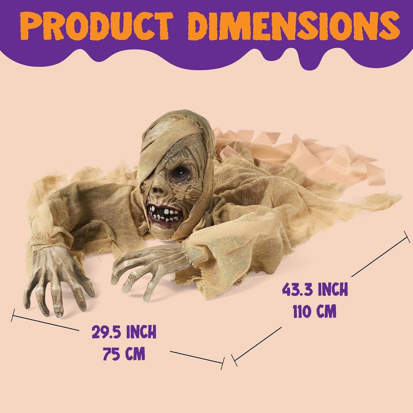 Halloween Zombie Groundbreaker, Light Up Eyes and Creepy Sound with IR Sensor for Outdoor Lawn, Graveyard and Haunted House Decor