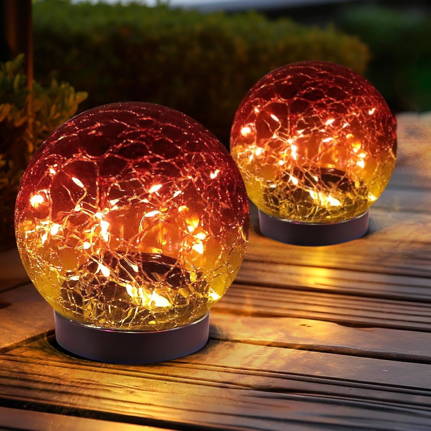Solar Cracked Glass Globe Lights for Yard, Patio, Walkway, Driveway, Pathway, Outdoor Decorative Orbs, 2 Pack