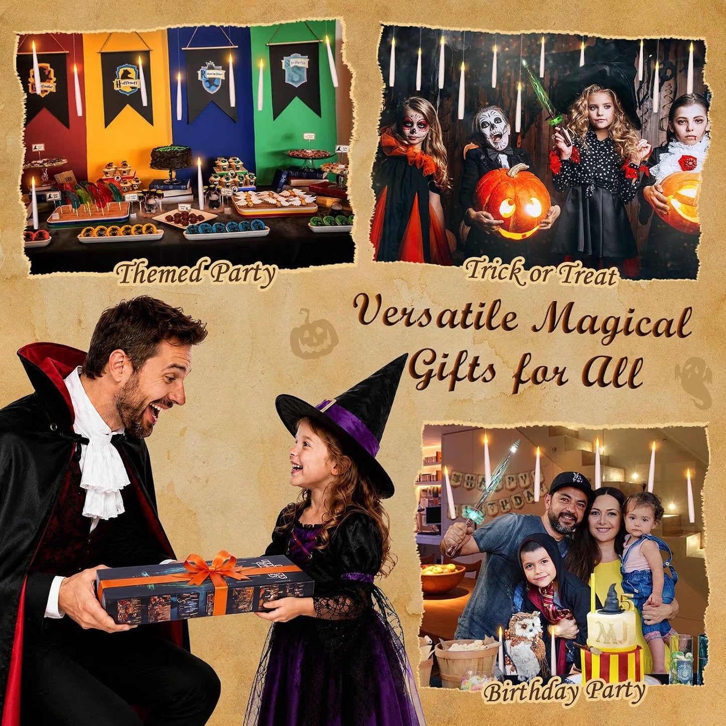 20 Pcs Floating Candles, Halloween Decorations with Wand Timer for Indoor Party Decor and Haunted House Displays