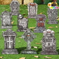 9 PCS 16 Inch Halloween Tombstones, Plastic Graveyard Headstones with 18 Metal Stakes for Outdoor Yard Lawn and Party Decor