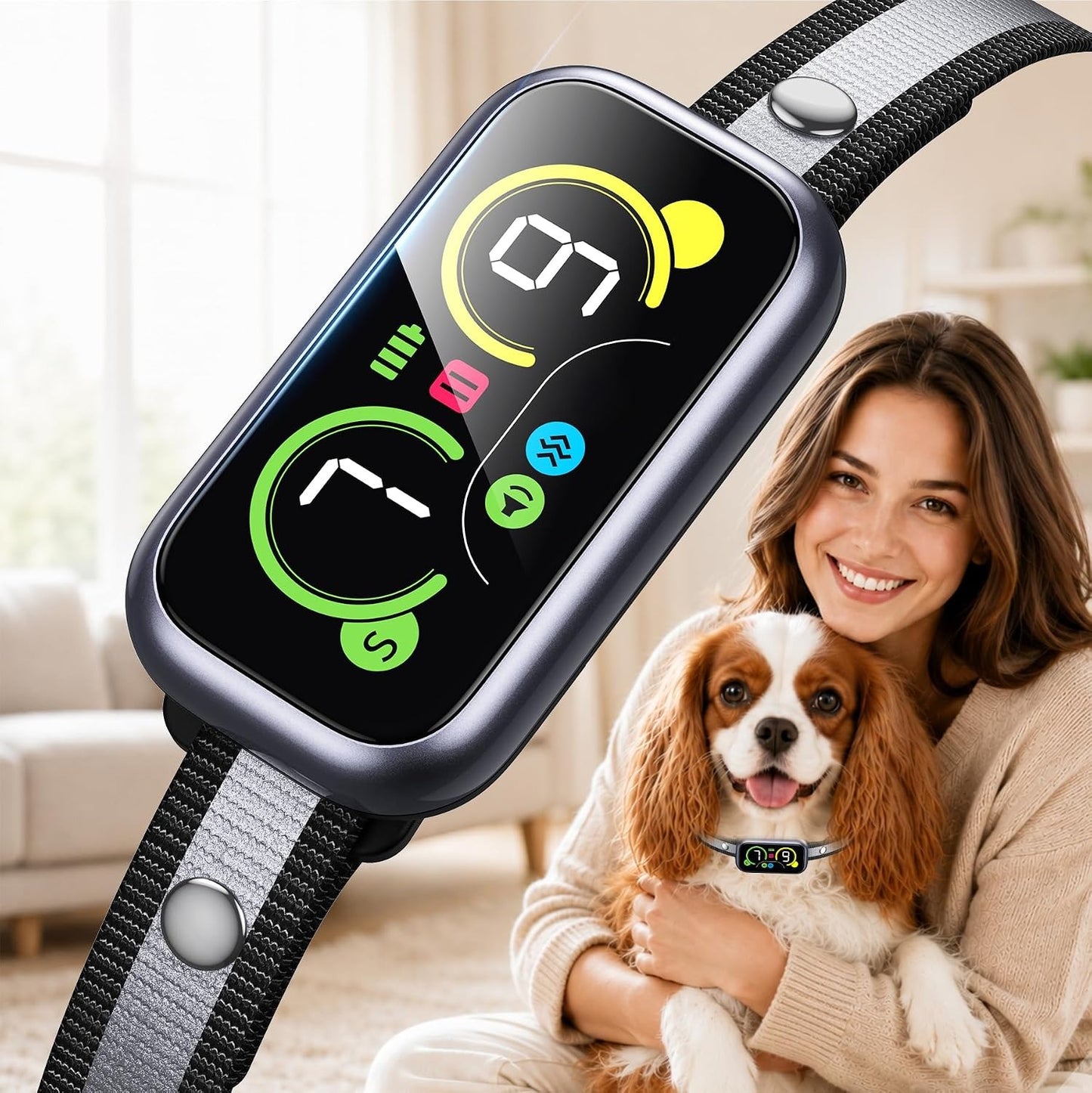 Smart Dog Bark Collar with Advanced Bark Detection, Rechargeable Anti Barking Collar, IP67 Waterproof
