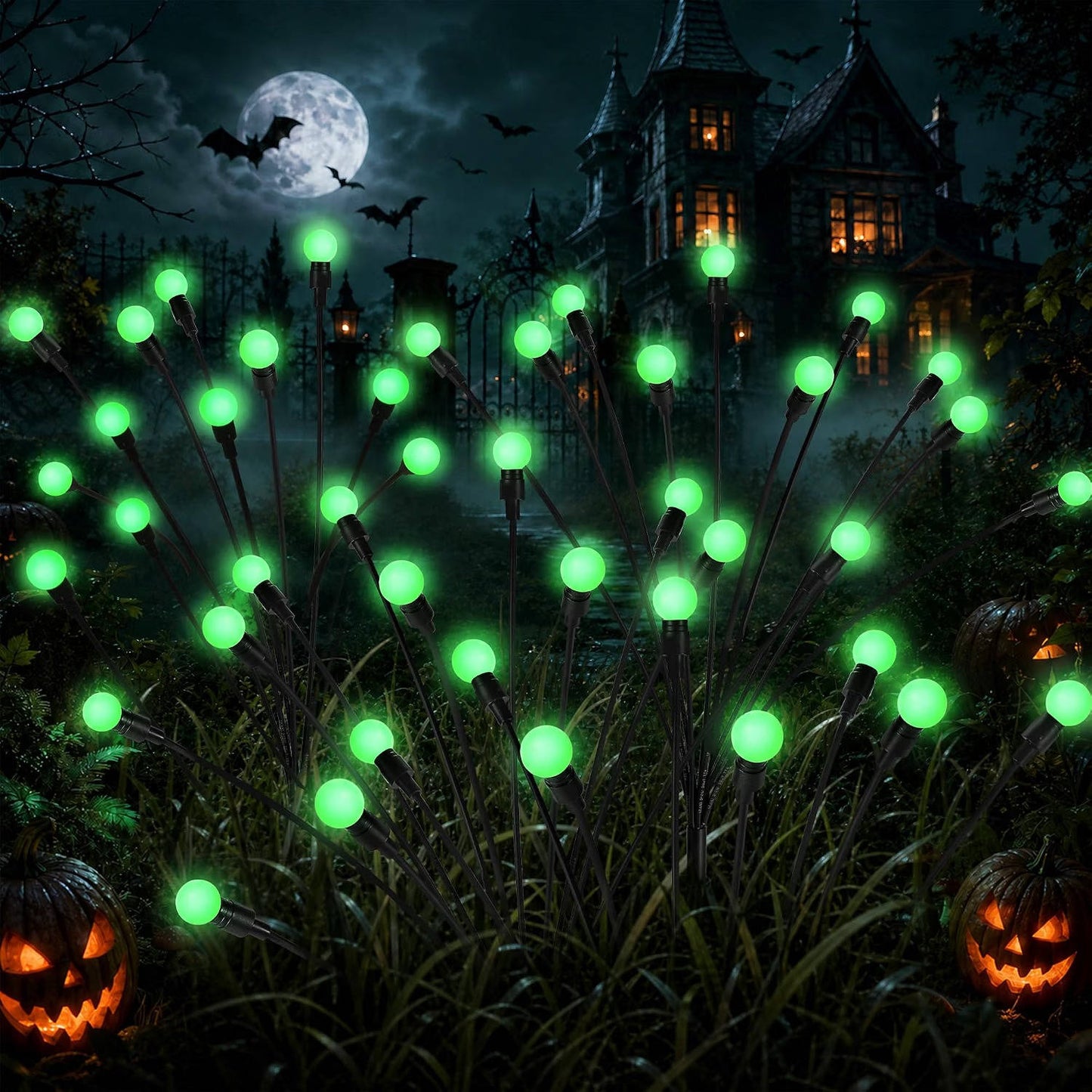 4 Pack Solar Halloween Lights, 40 LED Outdoor Lights for Yard, Garden and Party Decor