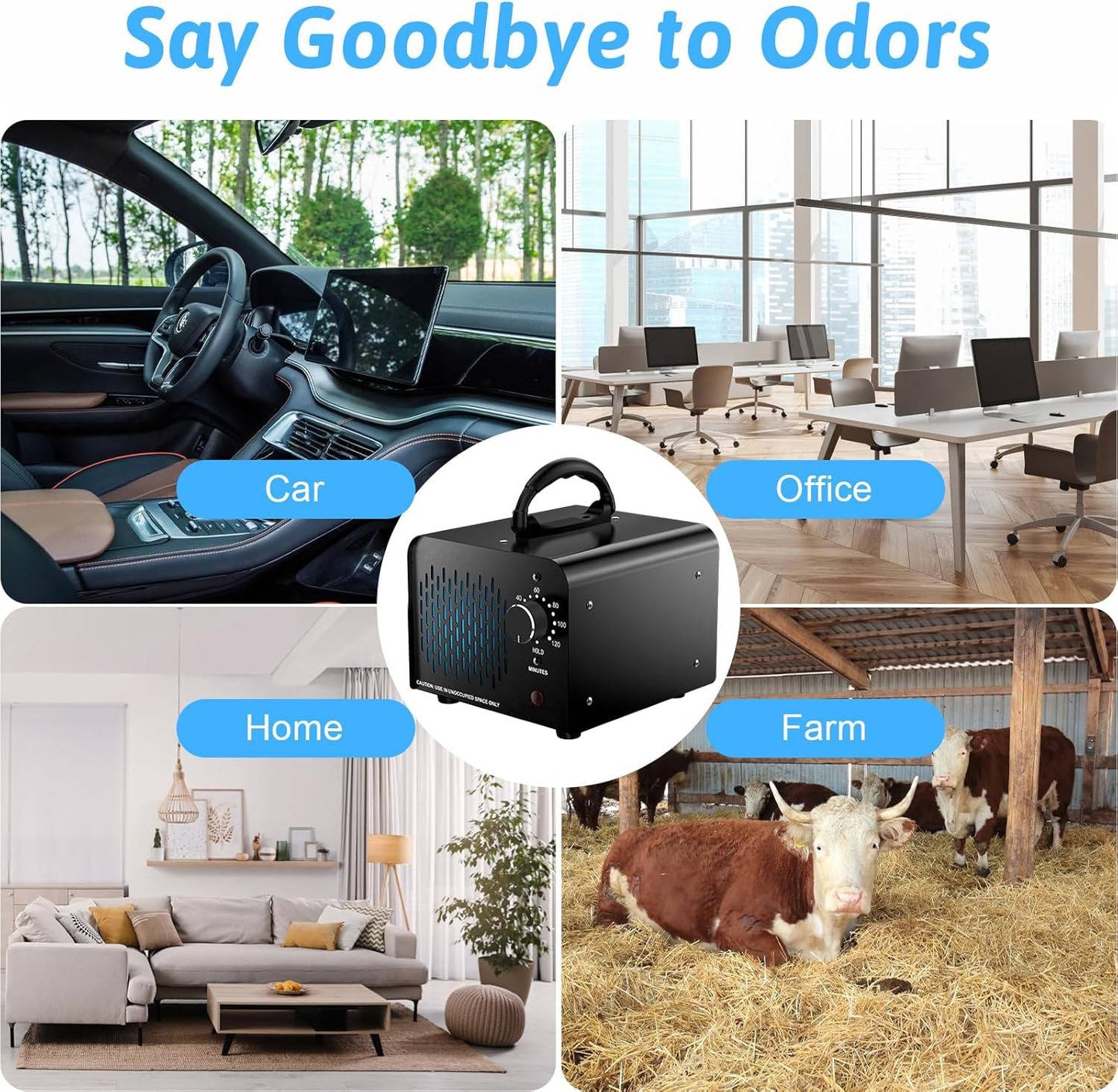 Ozone Generator, Odor Eliminator 70000mg, High Capacity Ozone Machine, Odor Removal Up to 6000 Sq.Ft, Ionizer Ozonator for Smoke, Car, Basement and Pet Room