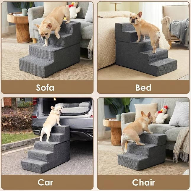 Dog Stairs for Bed 18 Inch Height, 4 Step Non Slip Pet Steps for Small Dogs and Cats