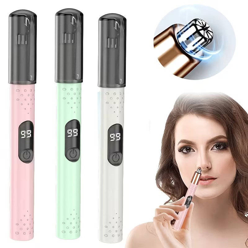 Portable Electric Nose Hair Trimmer, USB Rechargeable, No Pulling, Compact Trimmer for Nose, Ear & Eyebrow Hair