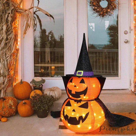 sjbackyard Halloween Collapsible Lighted Pumpkin Decoration Indoor Outdoor