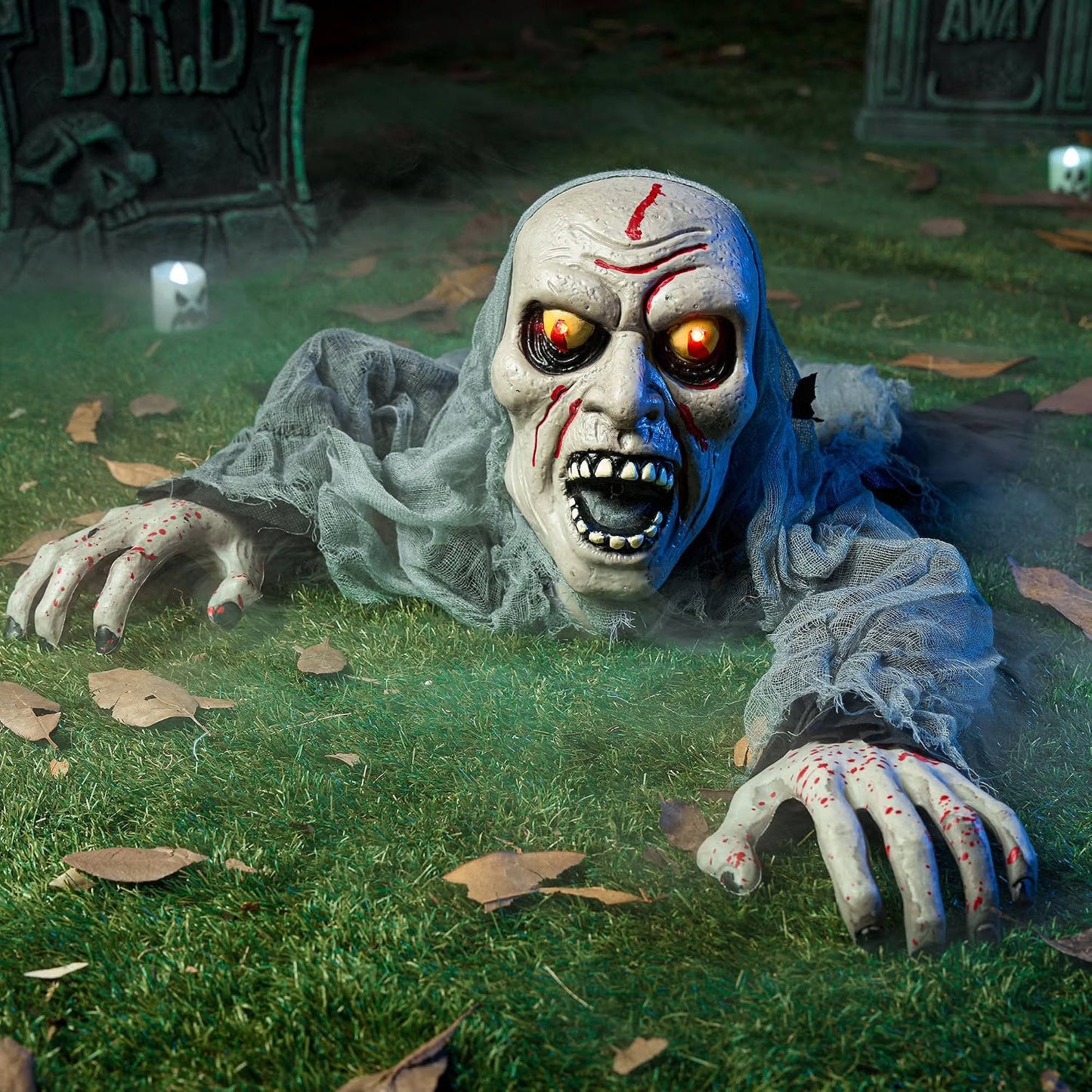 Halloween Zombie Groundbreaker, Light Up Eyes and Creepy Sound with IR Sensor for Outdoor Lawn, Graveyard and Haunted House Decor