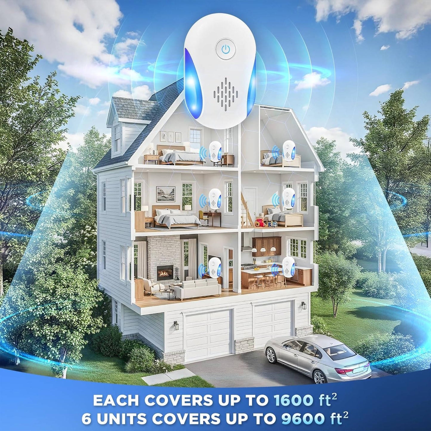 6 Pack Plug in Ultrasonic Rodent & Pest Indoor Repeller, Mouse, Mice, Rats, Roaches, Ants, Spiders & Bugs