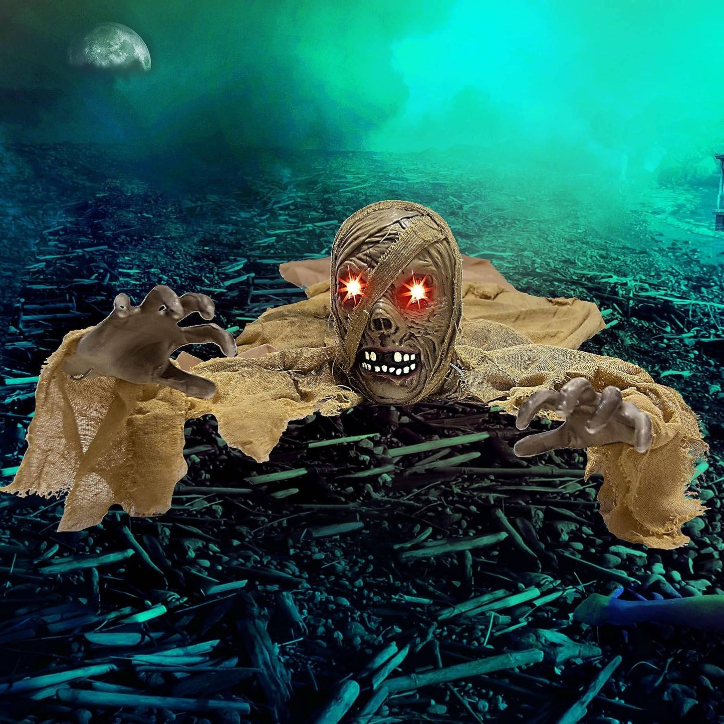 Halloween Zombie Groundbreaker, Light Up Eyes and Creepy Sound with IR Sensor for Outdoor Lawn, Graveyard and Haunted House Decor