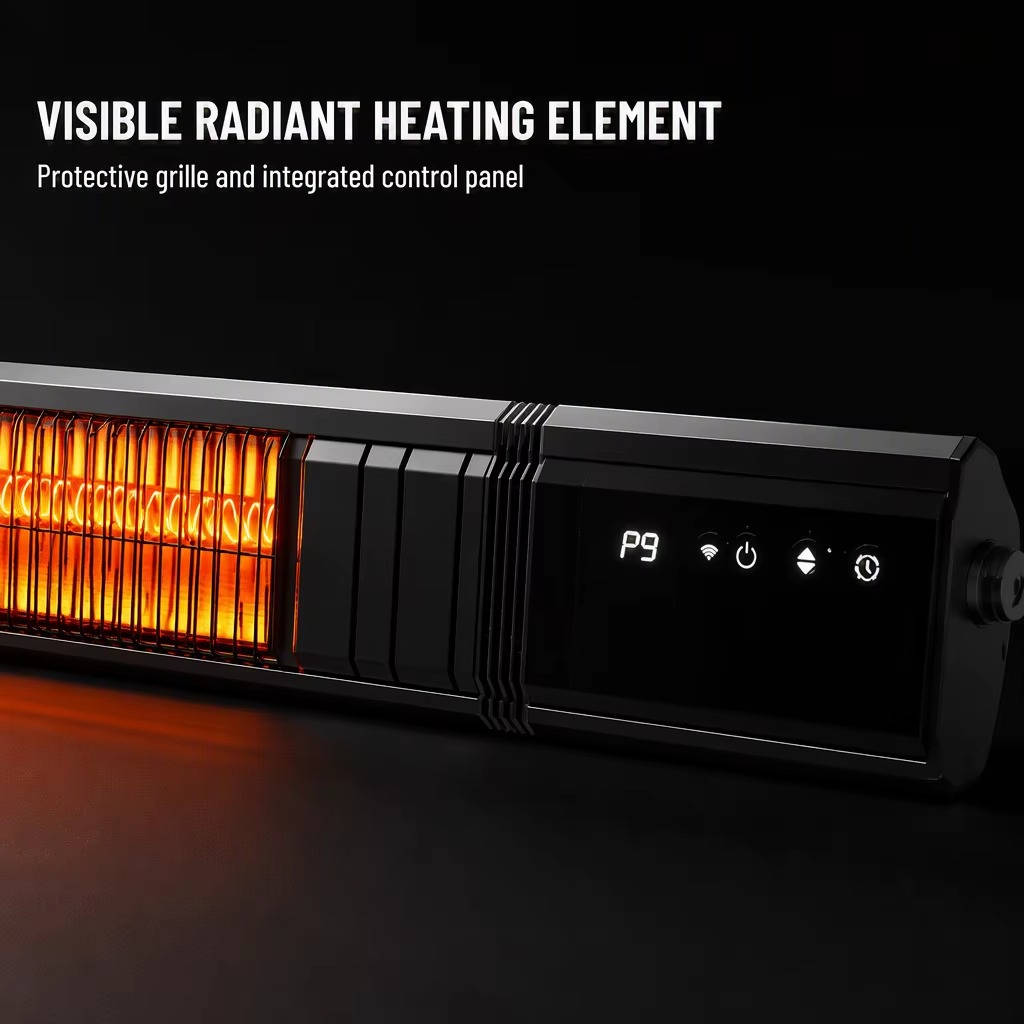 1500W Infrared Patio Heater, WiFi App Control, 9 Heat Levels and 24H Timer for Outdoor Heating