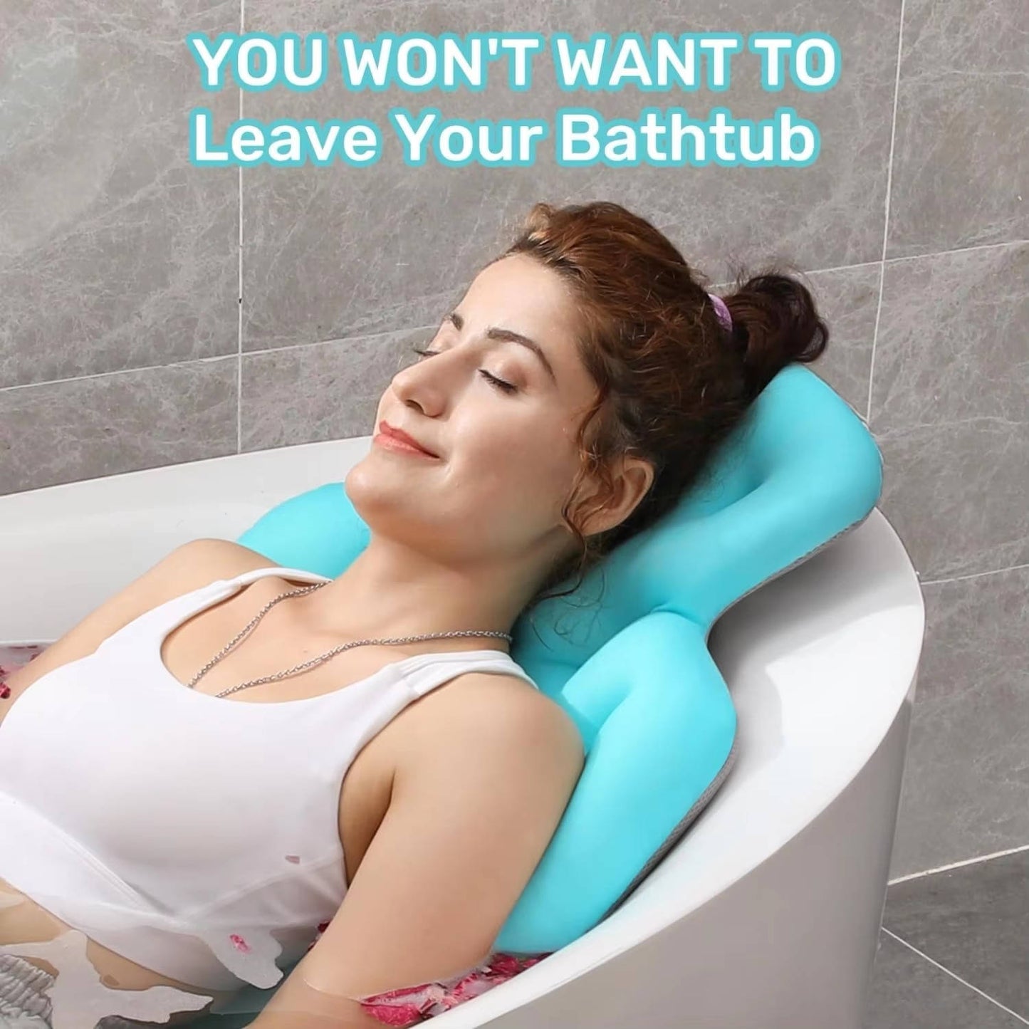 Full Body Bath Pillow for Bathtub, Thick Tub Cushion, Head, Neck & Back Support, Luxury Bath Headrest