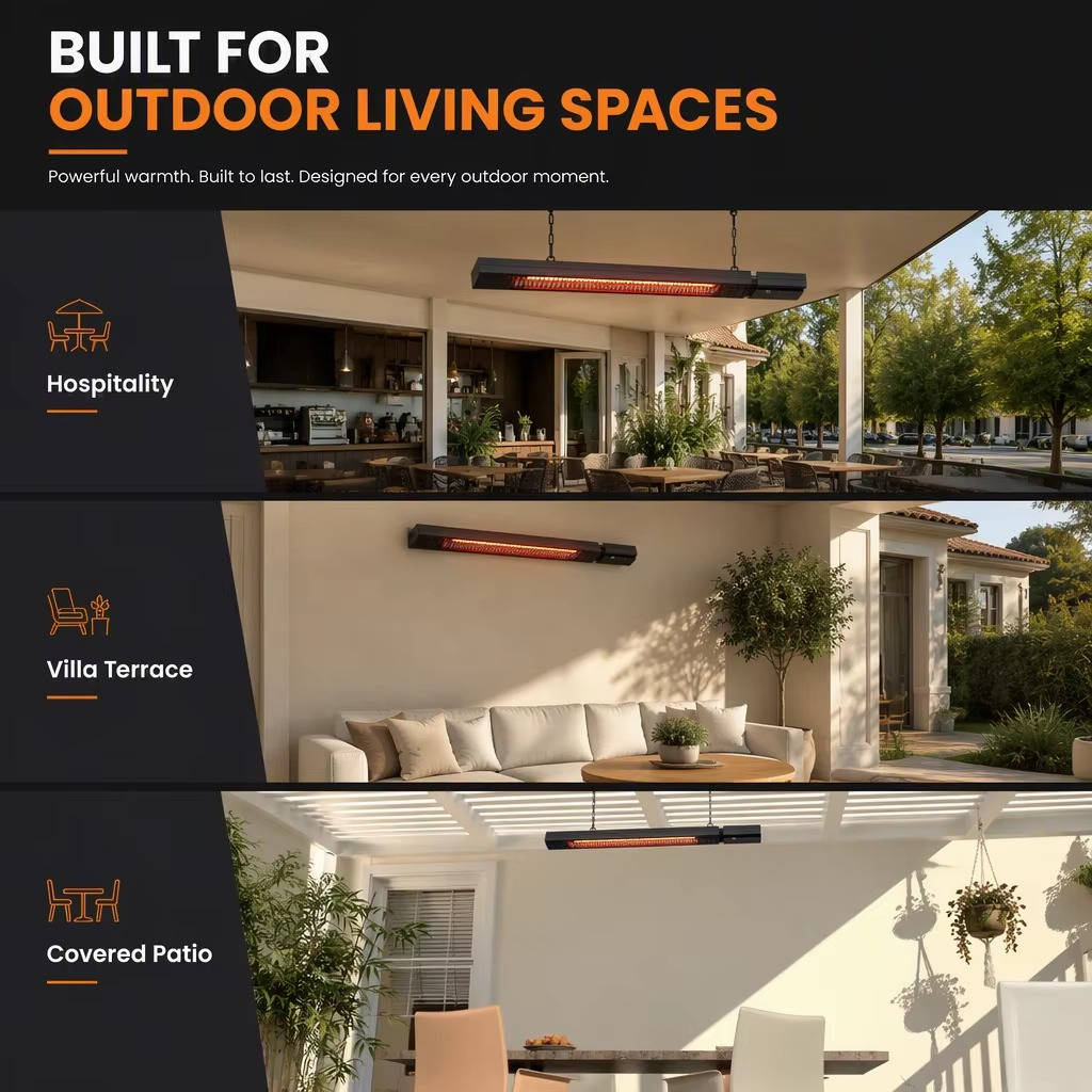 1500W Infrared Patio Heater, WiFi App Control, 9 Heat Levels and 24H Timer for Outdoor Heating