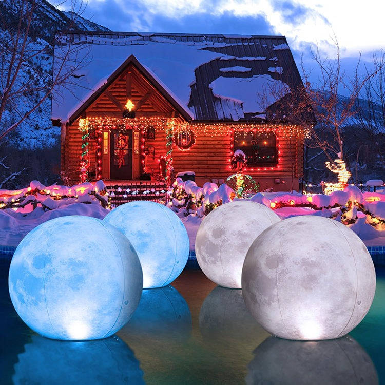 Full Moon Floating Pool Lights, Solar Powered, 14" Inflatable Light Up Pool Balls for Swimming Pool, Solar Pool Lights That Float