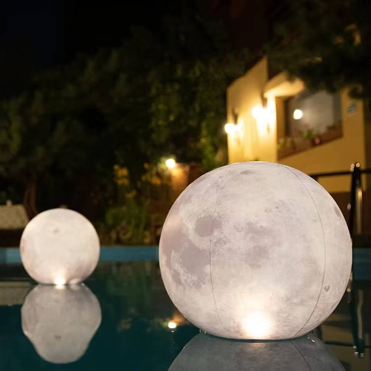 Full Moon Floating Pool Lights, Solar Powered, 14" Inflatable Light Up Pool Balls for Swimming Pool, Solar Pool Lights That Float