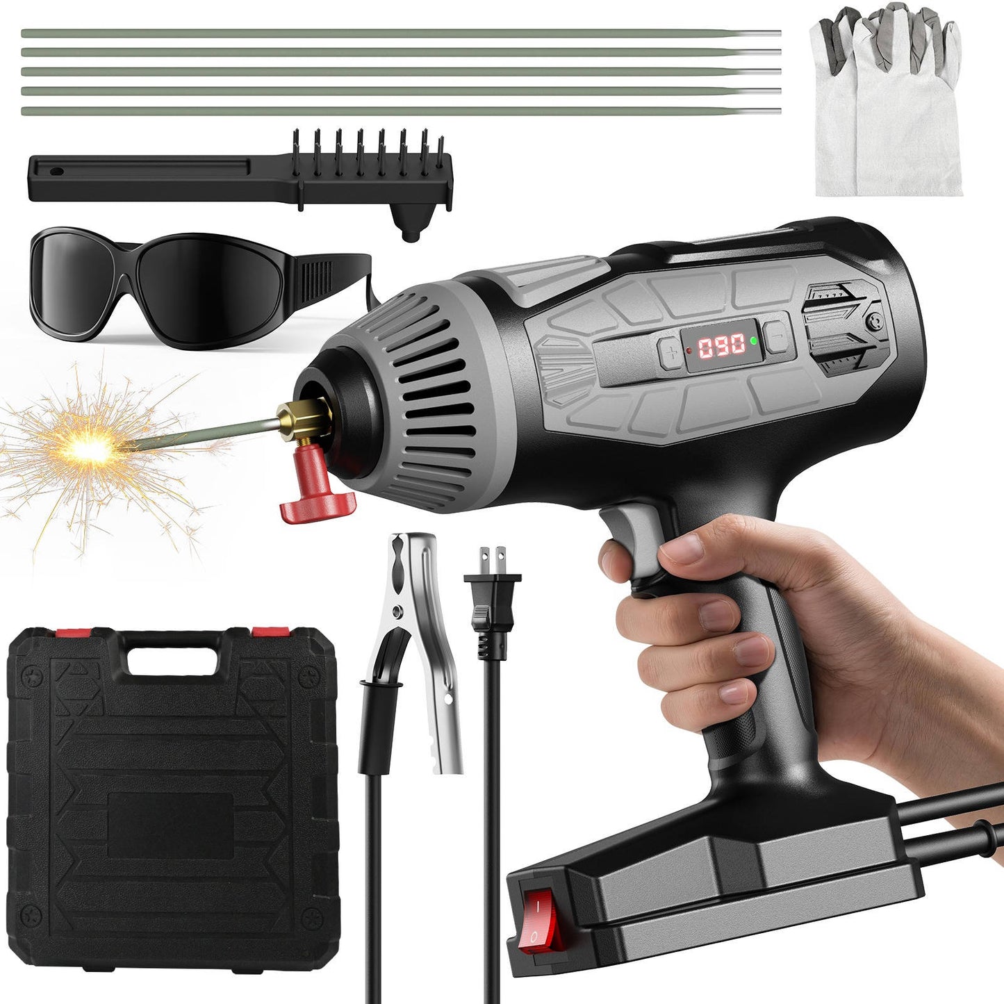 Portable ARC Welding Machine, 110V Handheld IGBT Inverter Welder, Adjustable Current, 3/32" Rod Compatible