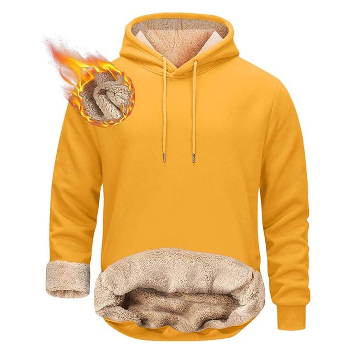 Sherpa Fleece Hoodie with Hidden Security Pocket and Raglan Sleeves for Men