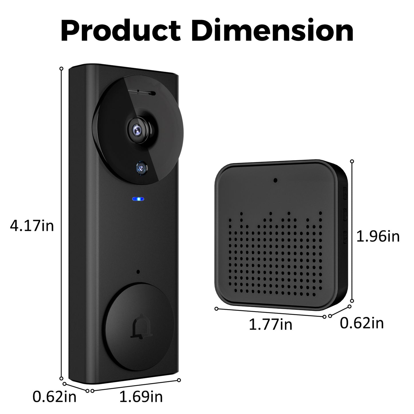 1080P Smart AI Video Doorbell Camera, Wireless 2.4G WiFi, 2 Way Audio, Night Vision, Cloud Storage