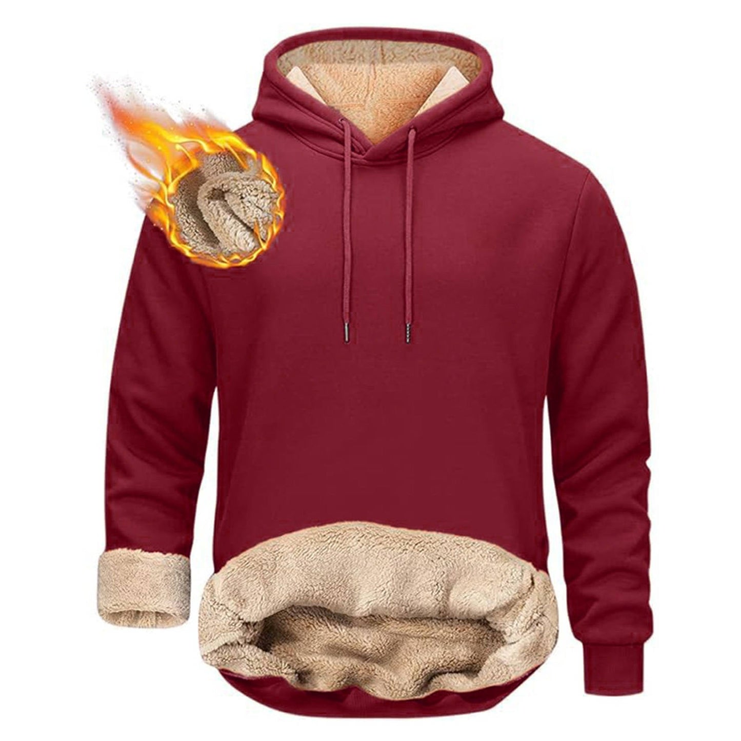 Sherpa Fleece Hoodie with Hidden Security Pocket and Raglan Sleeves for Men