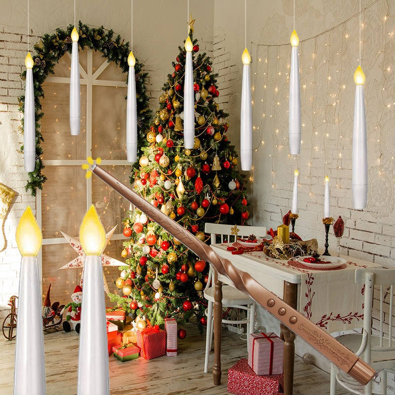 20 Pcs Floating Candles, Halloween Decorations with Wand Timer for Indoor Party Decor and Haunted House Displays