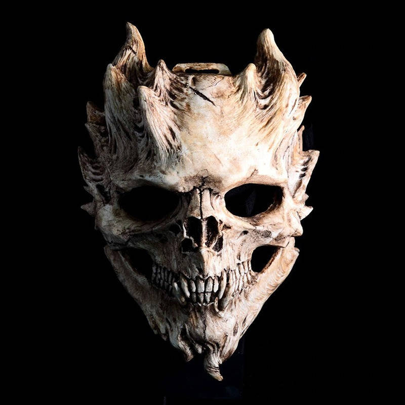 Skull Mask, Full Head Skeleton Mask with Deluxe Latex Helmet Design for Men and Women Halloween Cosplay