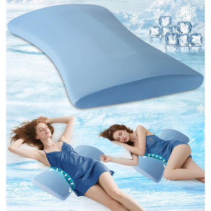 Lower Back Support Pillow, Memory Foam Lumbar Pillow for Sleeping, Cooling Waist Bolster for Side, Back & Stomach Sleepers