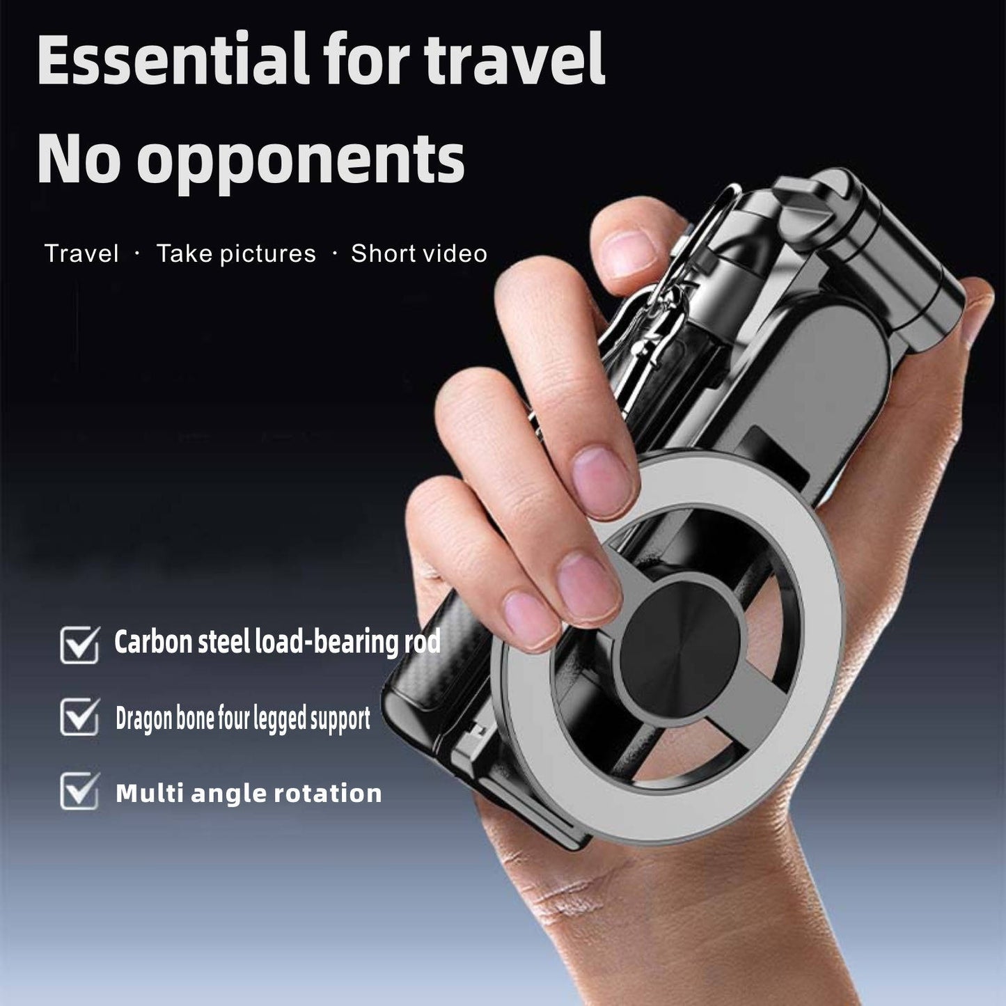 Magnetic Selfie Stick, 25in Extendable, 360° Rotatable, Bluetooth Remote, Portable Phone Tripod for iPhone & Smartphones