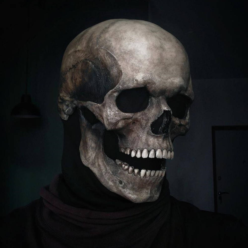 Skeleton Mask, Realistic Full Head Skull Mask with Movable Jaw for Halloween Parties and Costume Events