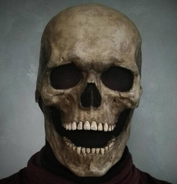 Skeleton Mask, Realistic Full Head Skull Mask with Movable Jaw for Halloween Parties and Costume Events