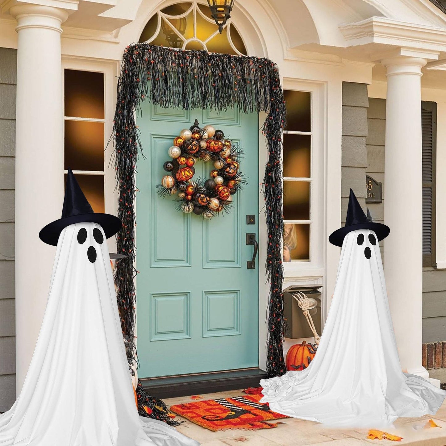 2 Pack 5 FT Halloween Ghost Decorations, Lighted Ghosts with Remote for Indoor and Outdoor Halloween Decor