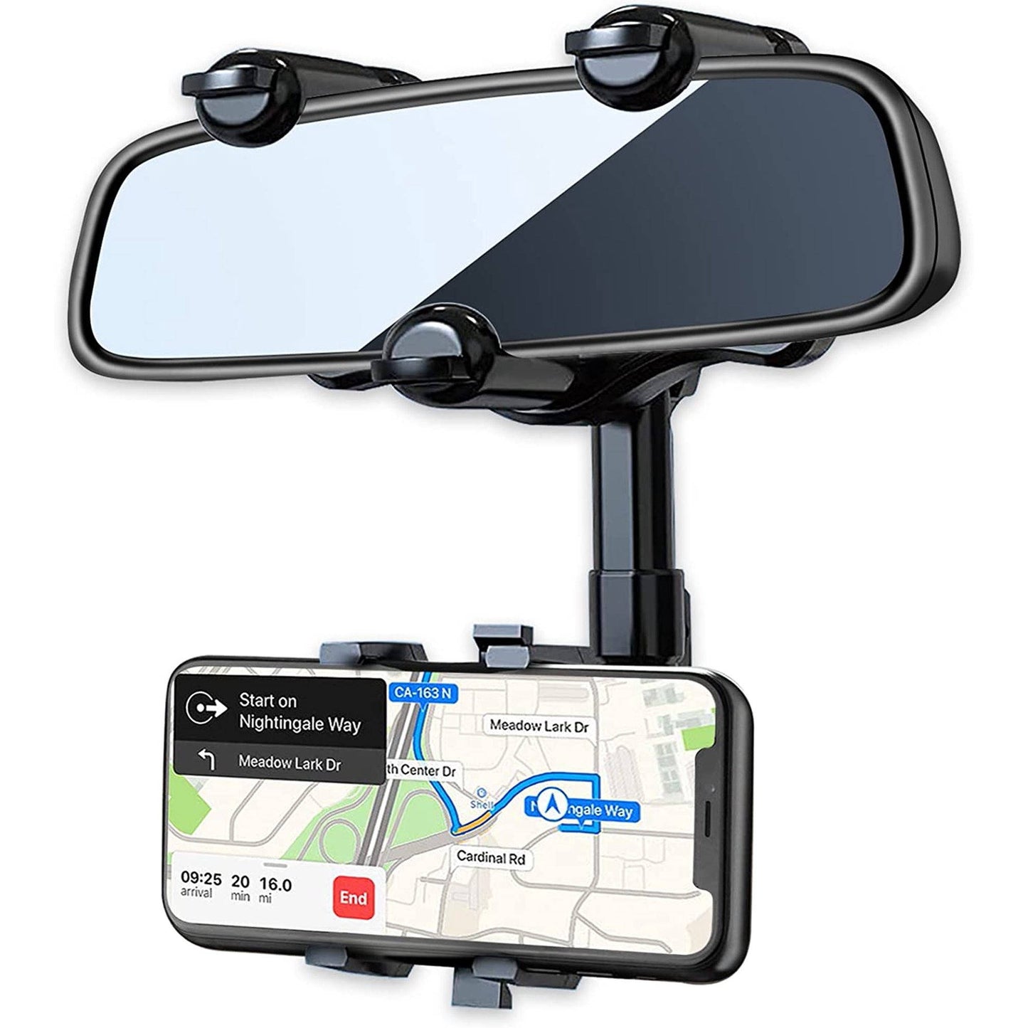 Universal Car Phone Holder Hands Free, Rearview Mirror Adjustable Smartphone Mount