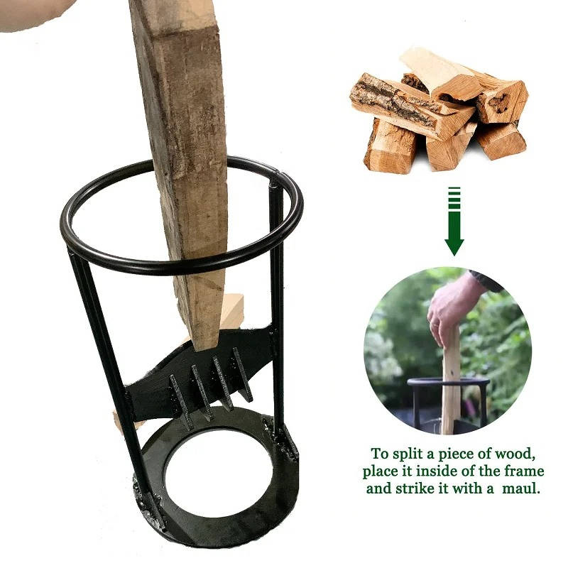 Firewood Splitter with Reinforced Wide Base and Rounded Top Handle, Cast Iron Construction