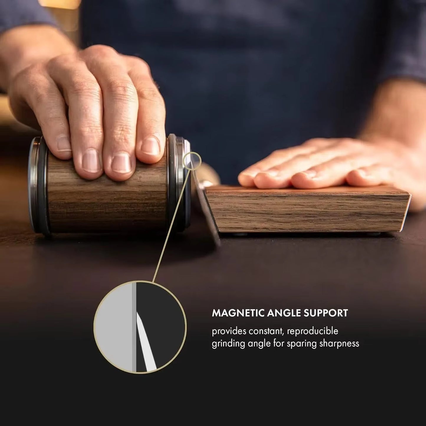 Rolling Knife Sharpener, Magnetic Angle Guide, Adjustable Knife Sharpening Tool for Kitchen Knives