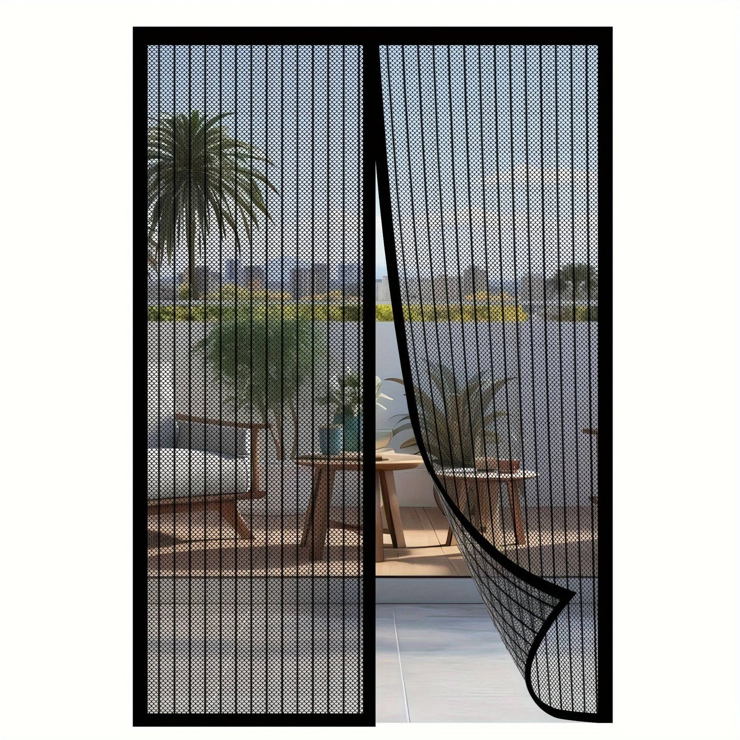 Magnetic Screen Door with Auto-Close Panels and Insect Barrier, Custom Sized