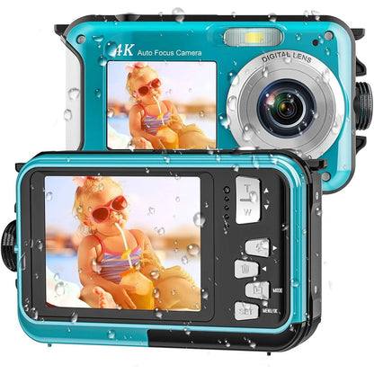 4K 64MP Underwater Digital Camera, Waterproof Camera for Swimming, Snorkeling & Diving