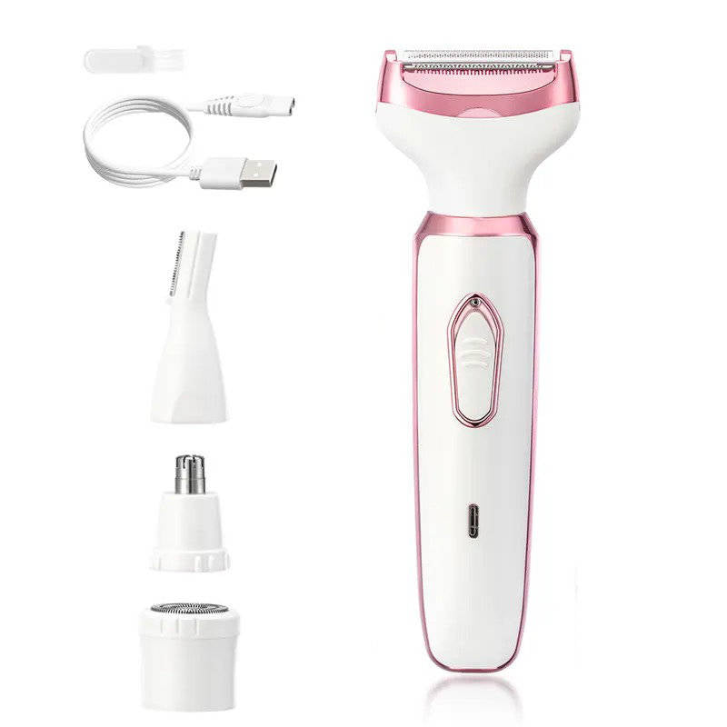 4 in 1 Electric Lady Shaver, Body Hair Trimmer for Face, Nose, Eyebrows & Underarms, Rechargeable Women’s Grooming Kit