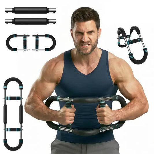 Adjustable Power Twister Bar, Portable Spring Resistance, Upper Body Strength Trainer for Chest, Shoulders & Arms