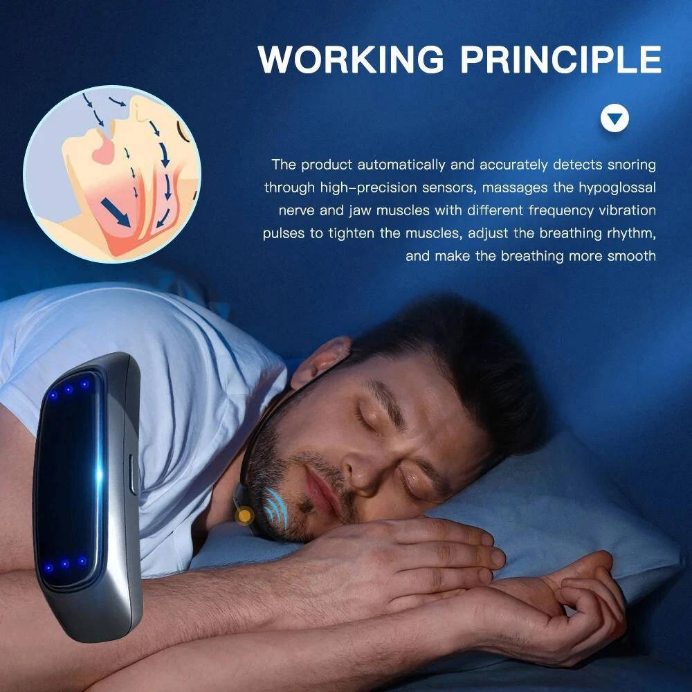 Smart Snoring Stopper Sleep Aid, Anti Snoring Chin Device for Muscle Tightening