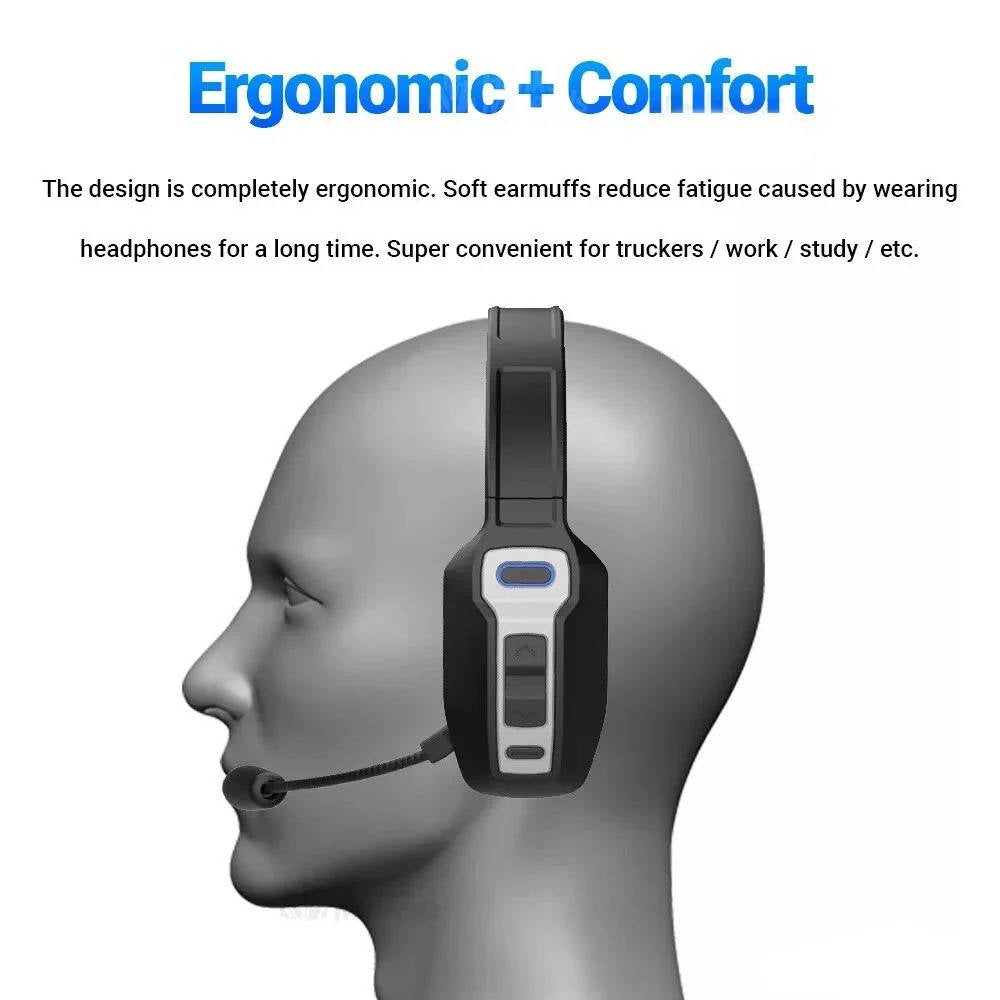 Trucker Headset, Noise Cancelling Bluetooth Wireless Headset with Microphone for Truck Drivers
